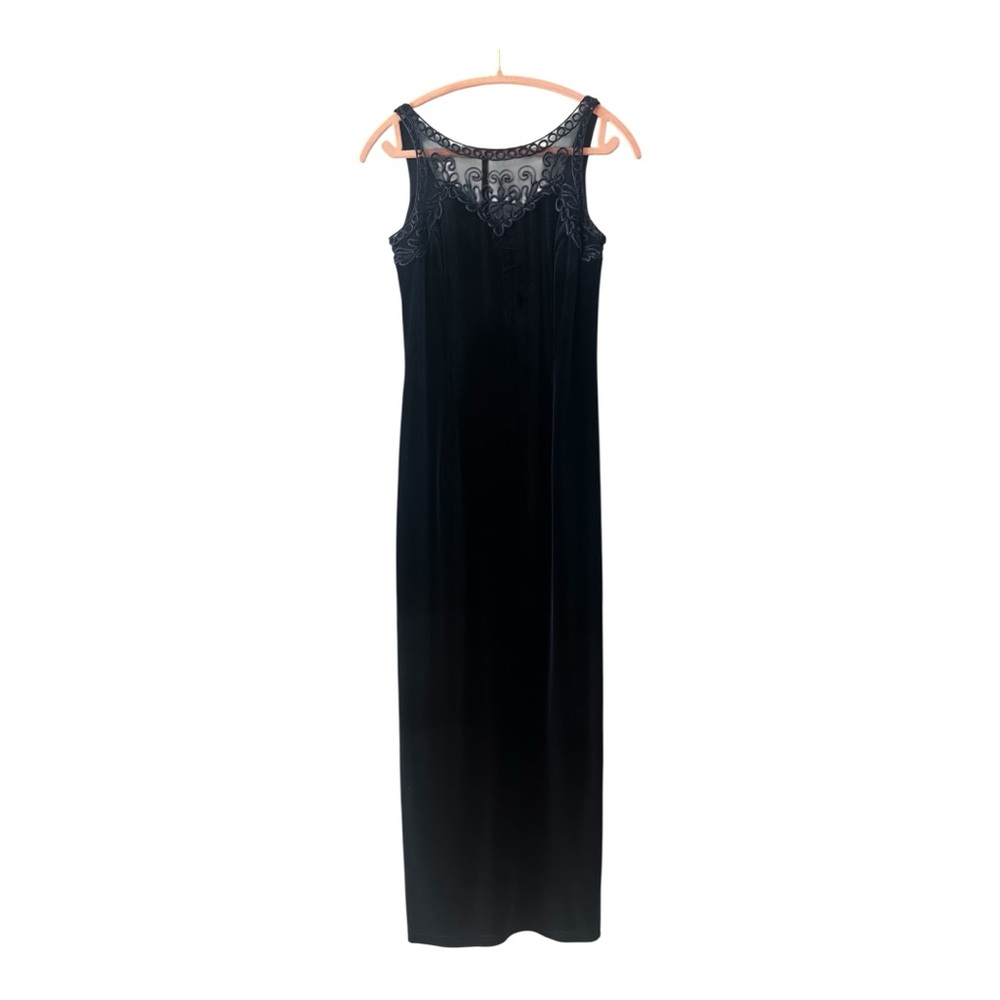 Vintage Scott McClintock Midnight Blue Velour Maxi Dress